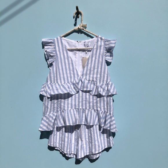 Sabo Skirt Pants - NWT Sabo Skirt Nola Blue Ruffle Striped Playsuit